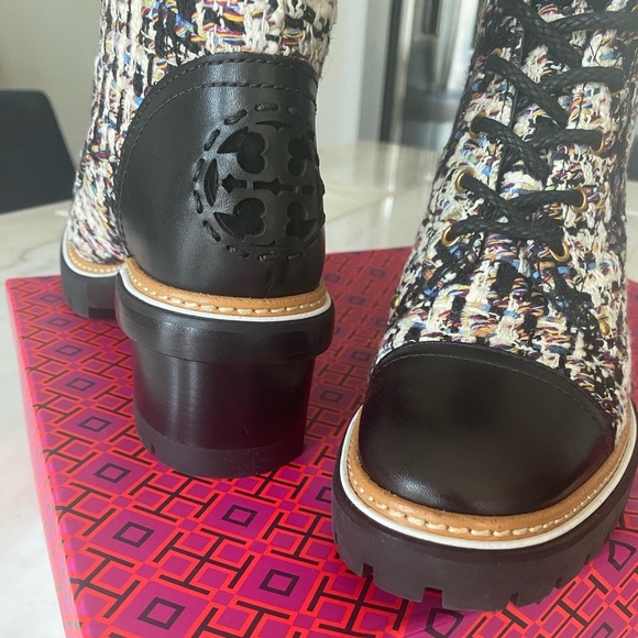 Tory Burch Tweed Lace-Up Ankle Boots - Picture 5 of 15